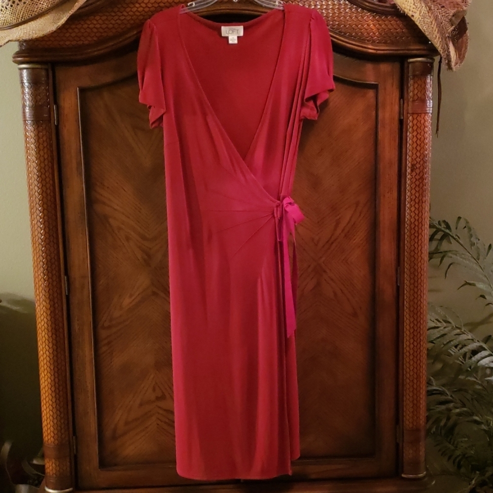 Deep red wrap dress